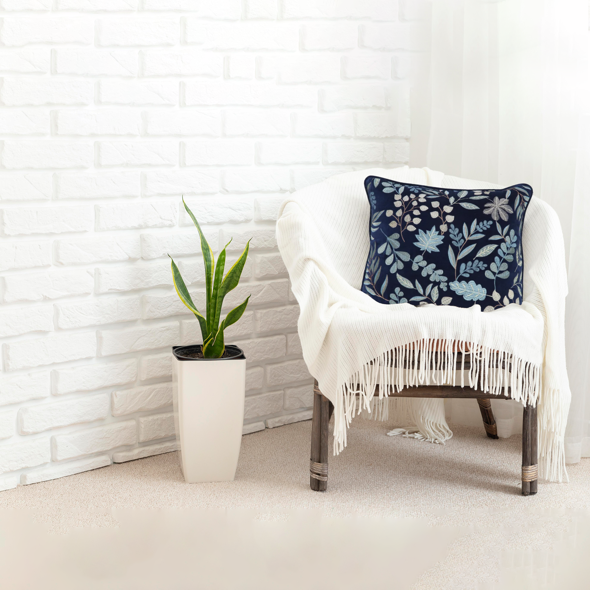 FOREST-LEAF-CUSHION-COVER-–-NAVY-BLUE